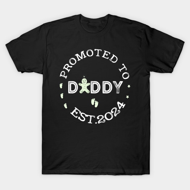 Promoted To Daddy Est. 2024 Vintage Tee New Dad First Daddy T-Shirt by NIKA13